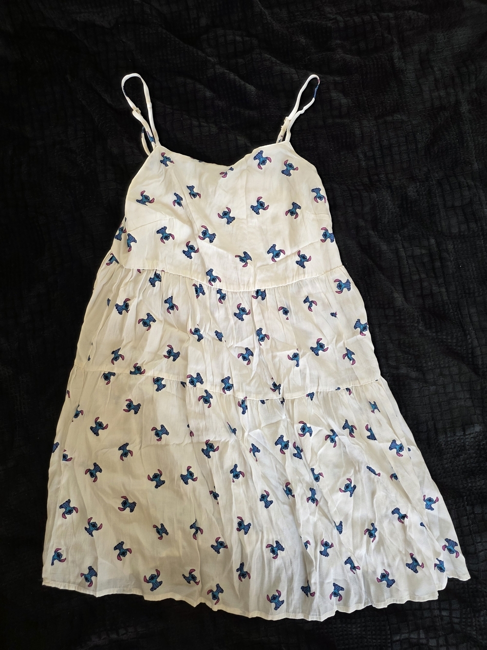 Disney 100 x Primark Lilo & Stitch Cami Dress White Tiered Sundress Size S Small